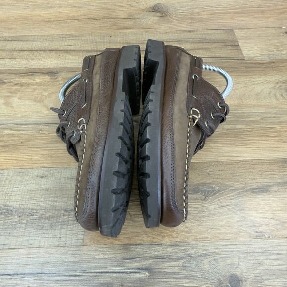 LL Bean Allagash Bison Handsewn Loafers Brown Leather Moccasins Mens Size 7D - Picture 5 of 7